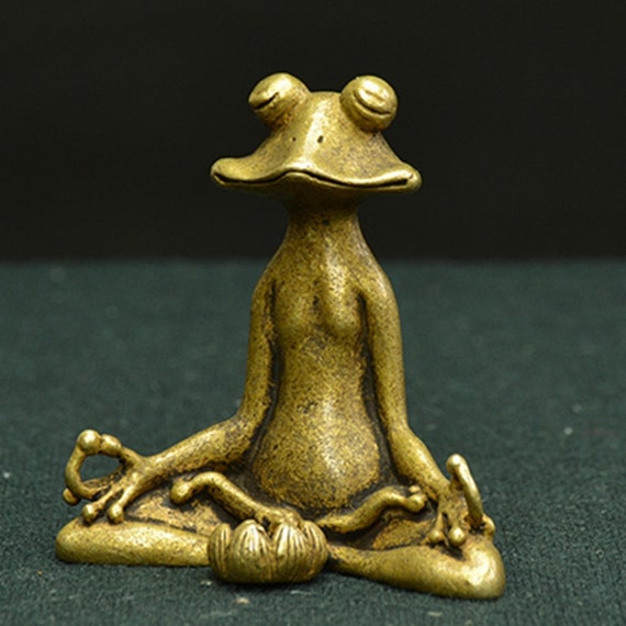 Antique Bronze Sculpture of Solid Brass Toad Small Ornament