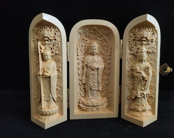 LISAQ Statue de bodhisattva Ksitigarbha en cuivre Pur Ornements Temple Zongmiao Mini Zen Petit Bouddha en Bronze
