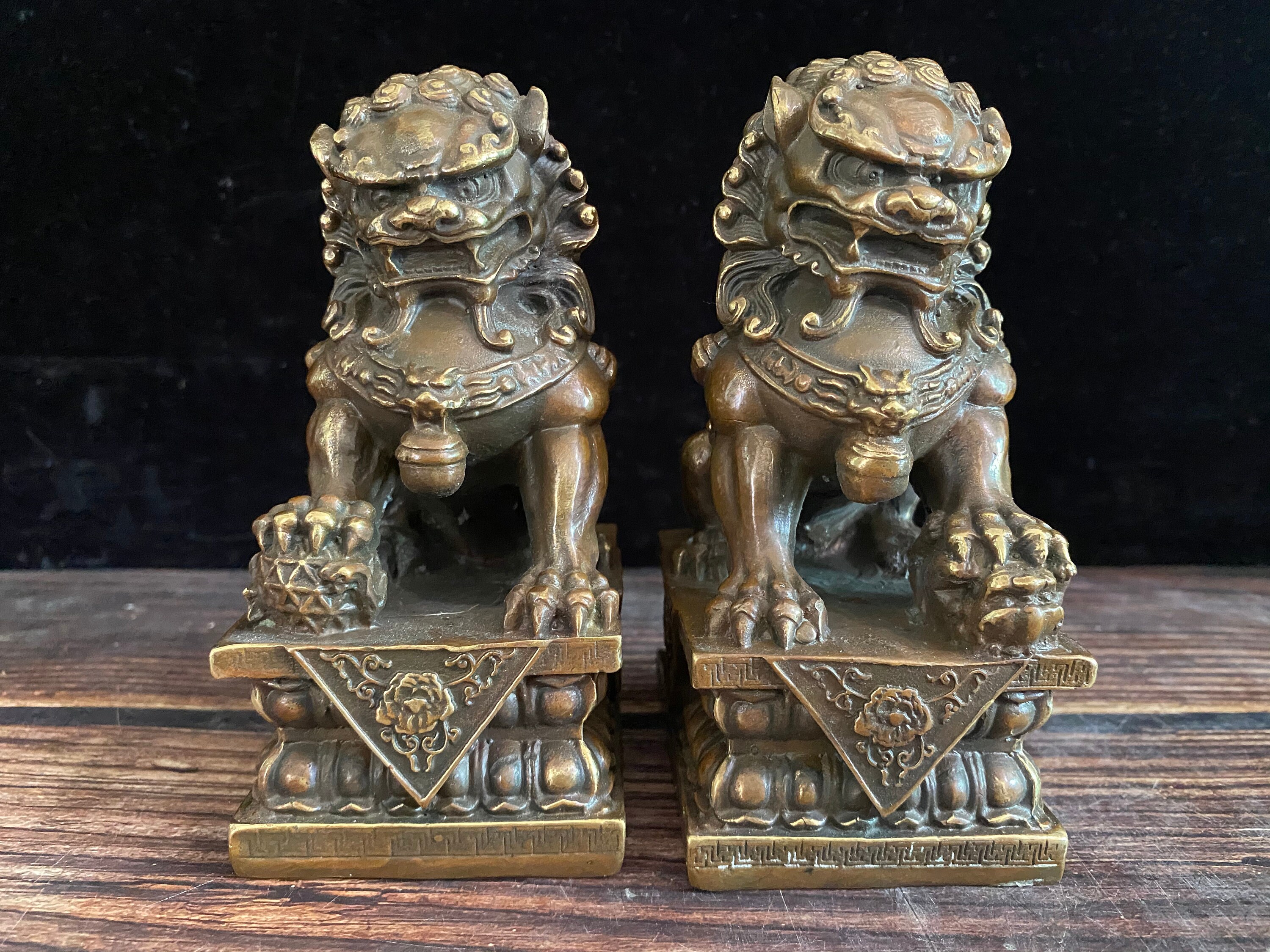 Powerful Chinese Feng Shui Lions, Brass Foo Fu Dog, Lion Figurine, Copper  Animal Statue, Bless Healthy, Beast Wealth Temple Lion 