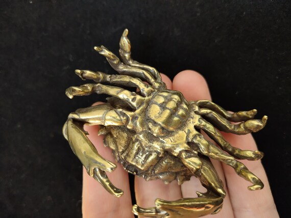 Crab Ornament Decoration Crafts Vintage Copper Animal Miniature Statue 
