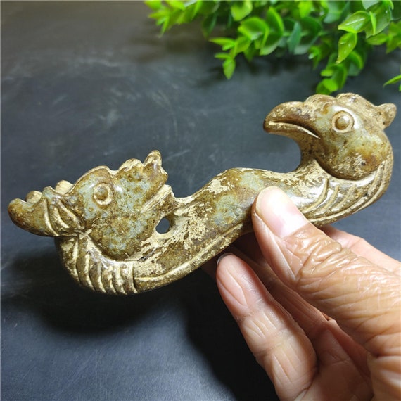 10"Antiques Chinese Old Boxwood Hand-Carved Fengshui Dragon lucky Statue Screens 