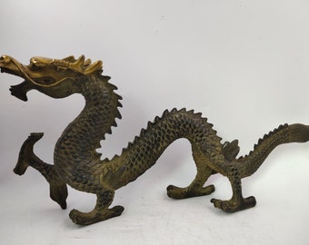 2024 Chinese New Year Dragon Statue Brass Magical and Noble Copper Beast Dragon Figurine Home Office Feng Shui Decor Royal Golden Loong W14