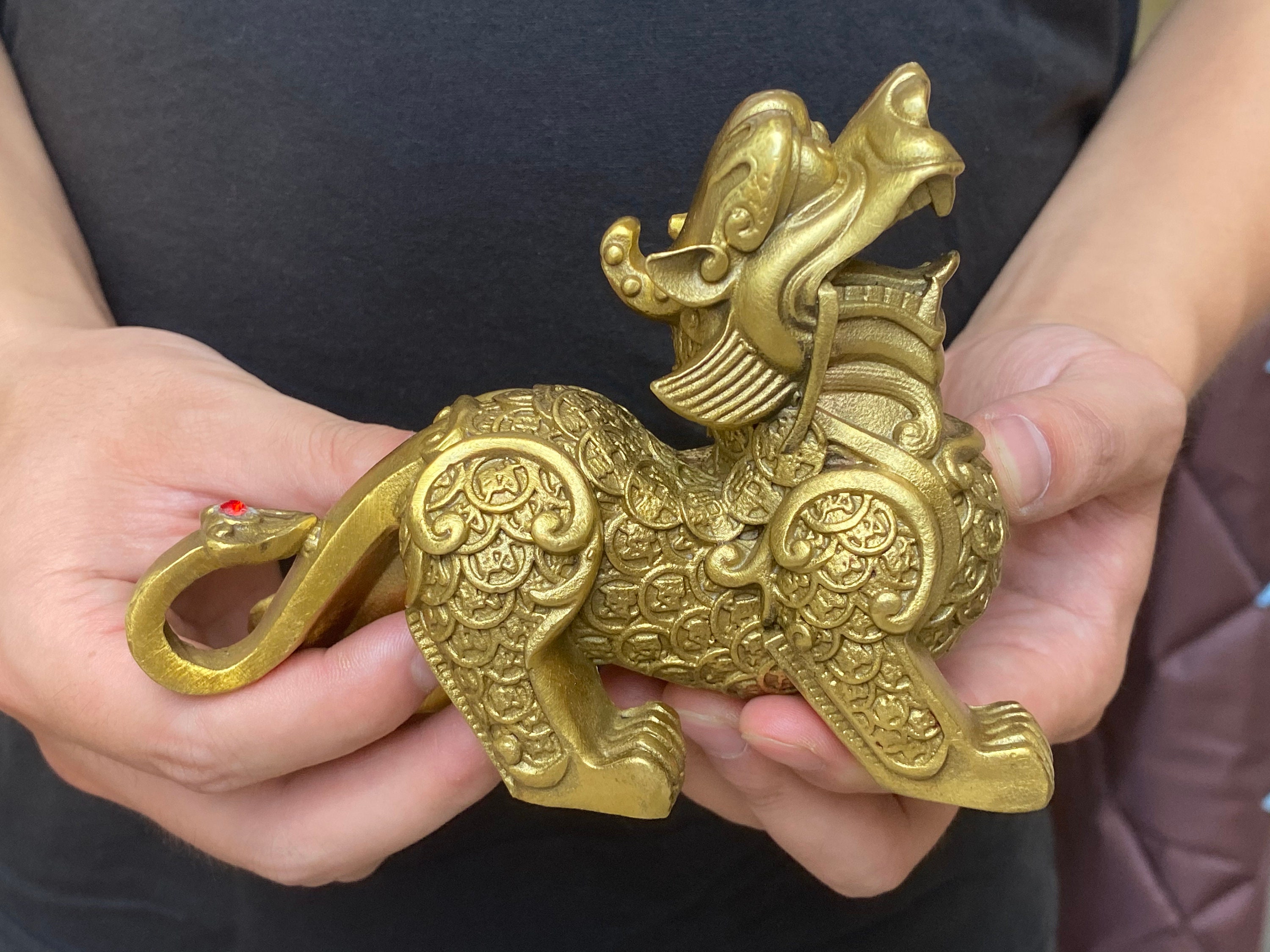 Uterstyle 2pcs Cheetah Ornaments Metal Brass Golden Feng Shui