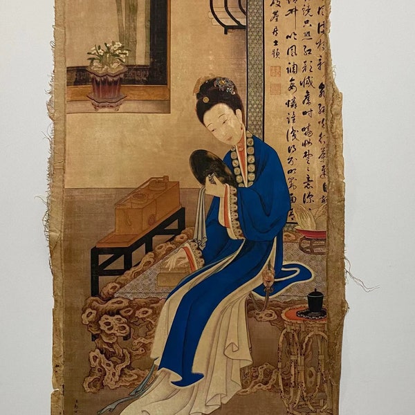 Peinture chinoise ancienne sur papier de riz, décoration murale sans cadre/sans cadre, peinture décorative parfaite, peinture au pinceau, suspension murale