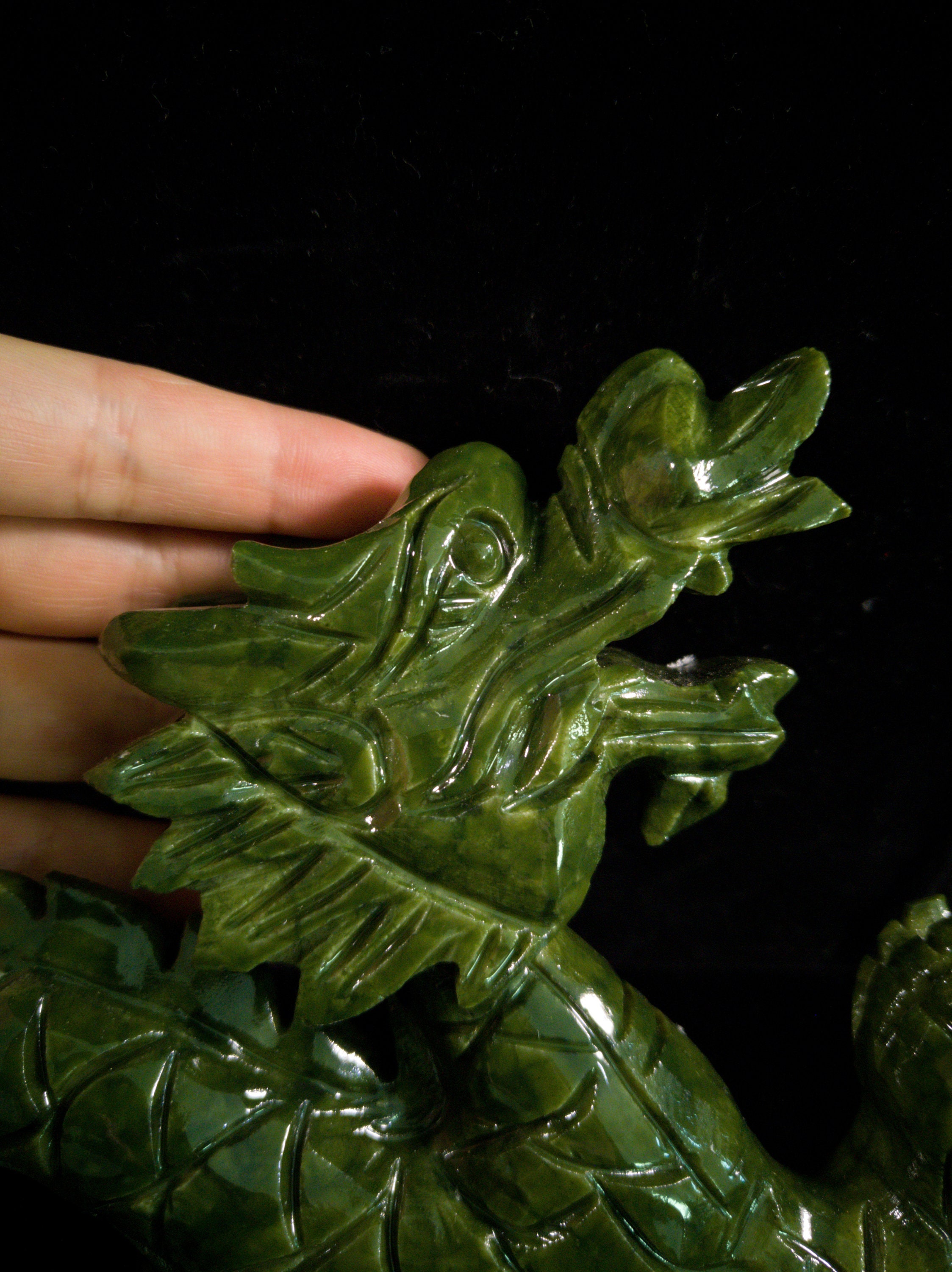 11 AAAA Natural Green Jade Dragon Statue Exquisite Hand Etsy