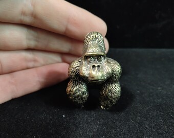 Silver art gorilla diamanté ornament figurine monkey art sculpture present gift 