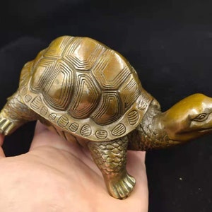 Tibet Pure Bronze Turtle Tortoise furnishings Feng Shui Decor Beast Lucky Sculpture Tank decor Figurine Animal tortoise longevity Animal W68