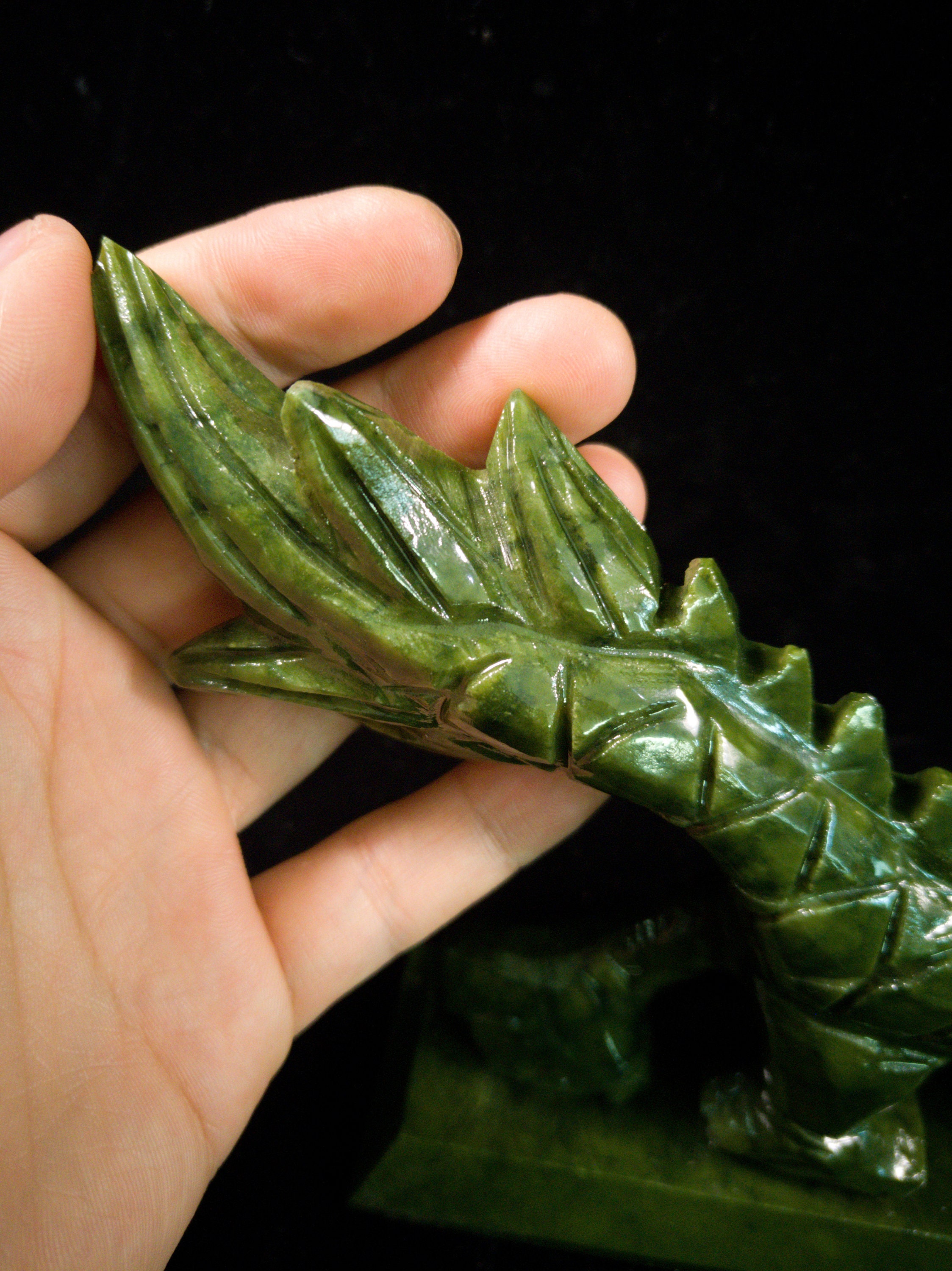 11 AAAA Natural Green Jade Dragon Statue Exquisite Hand Etsy