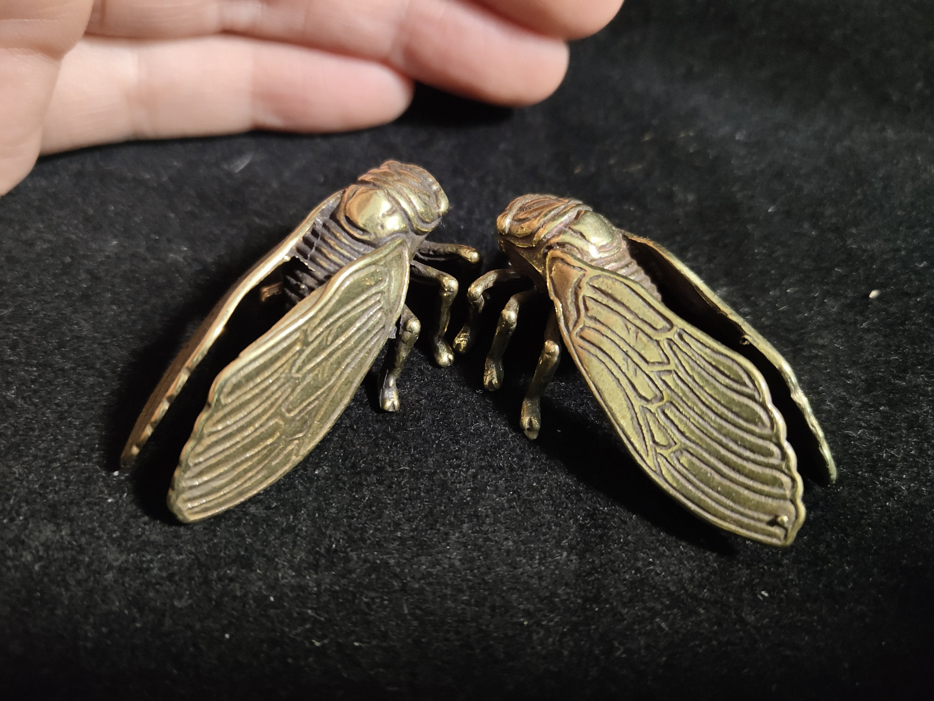 1.3"Curio Chinese Bronze Insect Animal Lucky Cicada Cucurbit Gourd Small Pendant 