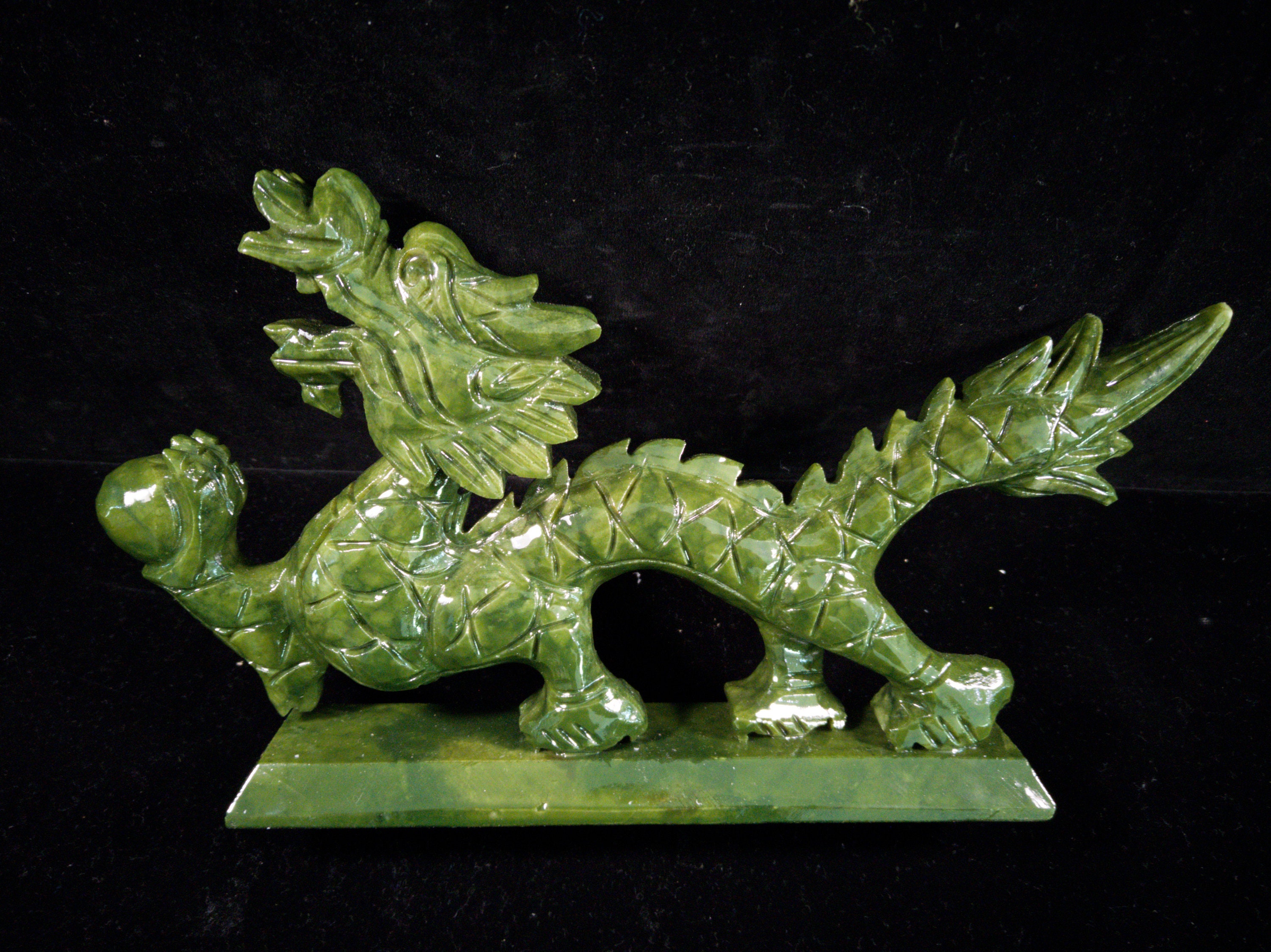 11 AAAA Natural Green Jade Dragon Statue Exquisite Hand Etsy