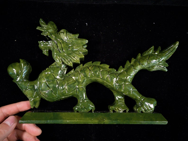 11 AAAA Natural Green Jade Dragon Statue Exquisite Hand Etsy