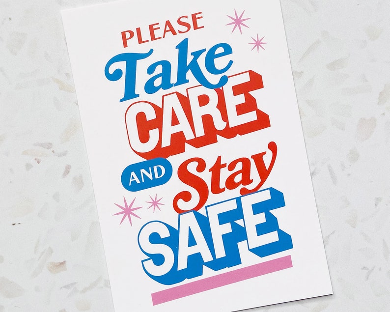 Take Care & Stay Safe Postcard Quarantine Social Distancing | Etsy