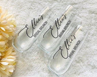 Bridal Shower, Custom Bridal Shower Glass, Bridal Brunch Champagne Flutes, Bridal Shower Gifts, Personalized Bridal Favors, Wedding Shower