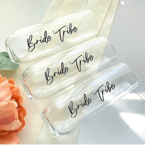 Bride Tribe Bridesmaid Champagne Flute, Bridal Party Glasses, Bachelorette Party, Bridesmaid Gifts