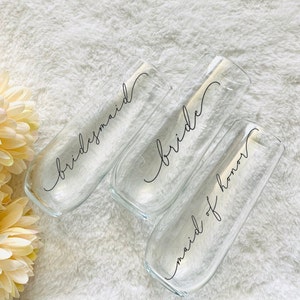 Personalized Stemless Champagne Flute: Bridal Party Gift