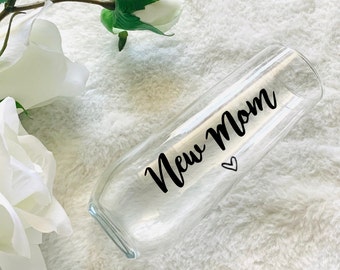 New Mom Stemless Champagne Flute, Mother's Day Gift, Mimosa Glass
