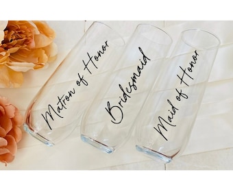 Bridesmaid Matron of Honor Maid of Honor Glass - Bridal Party Gifts - Proposal Box - Bridesmaid Gifts