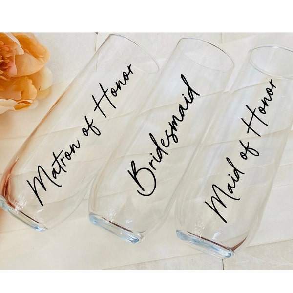 Bridesmaid Matron of Honor Maid of Honor Glass - Bridal Party Gifts - Proposal Box - Bridesmaid Gifts