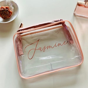 Klare Make-up-Reisetasche, Brautjungfer Kosmetiktasche, klare TSA-zugelassene Reisekosmetiktasche, Brautjungfer Geschenke, Hochzeitsgeschenke