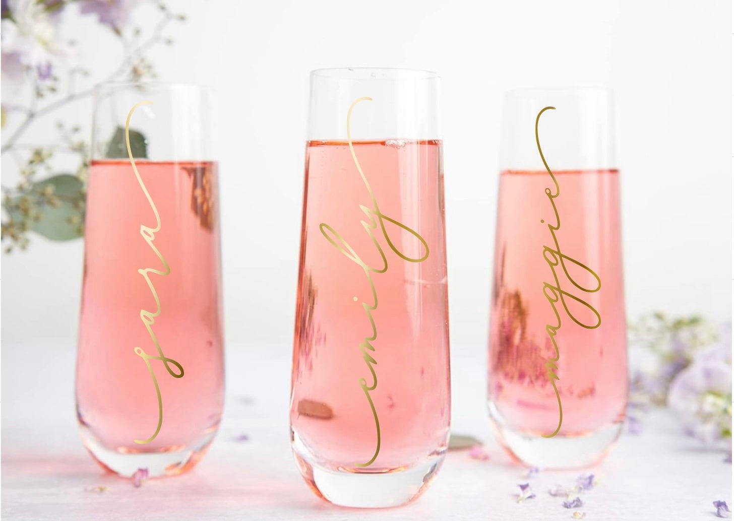 Personalized Irridescent Radiant Stemless Champagne Flute - Bridesmaid  Gifts Boutique