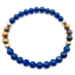 Lapis Lazuli and Tigers Eye with Gold Hematite Bracelet | Handmade