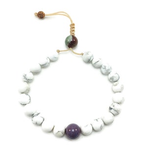White Howlite and Fancy Agate Bracelet | Handmade  | Free Custom Options Available