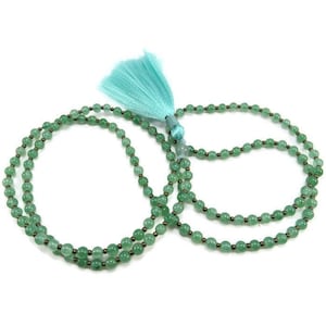 Green Aventurine Mini Beaded Mala Necklace | Hand Knotted Mala with 108 Natural Stone Beads