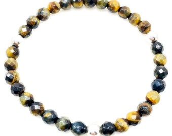 Blue Tigers Eye and Sterling Bracelet | Handmade