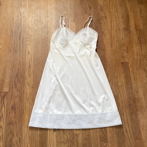 vintage white silky maxi robe floral aplique main image 1