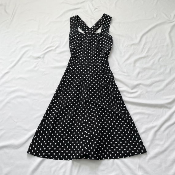 90s Black and White Polka Dot Dress - image 2