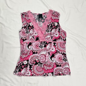 Y2K Pink and Black Funky Sleeveless Top