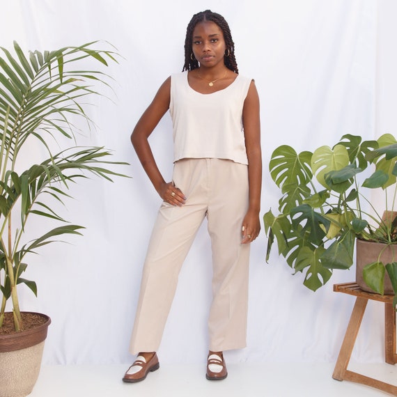 90s High Waisted Beige Trousers