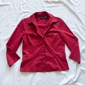 Y2K Red Button Up Top Size 10