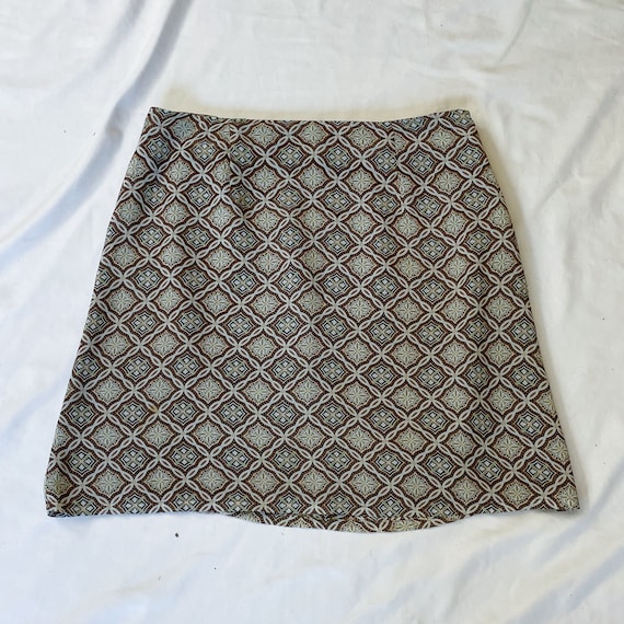 90s/Y2K Brown and Blue A-Line Skirt