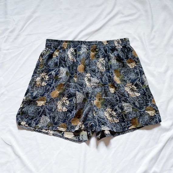 100% Silk 90s High Waisted Blue Shorts - image 1