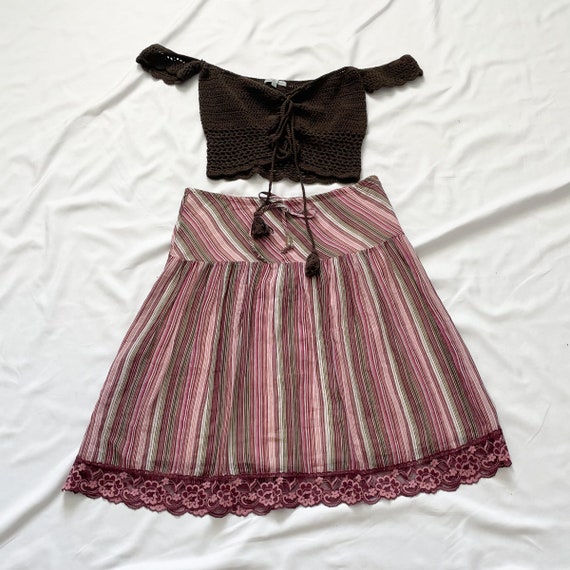 90s/Y2K Pink Striped Skirt