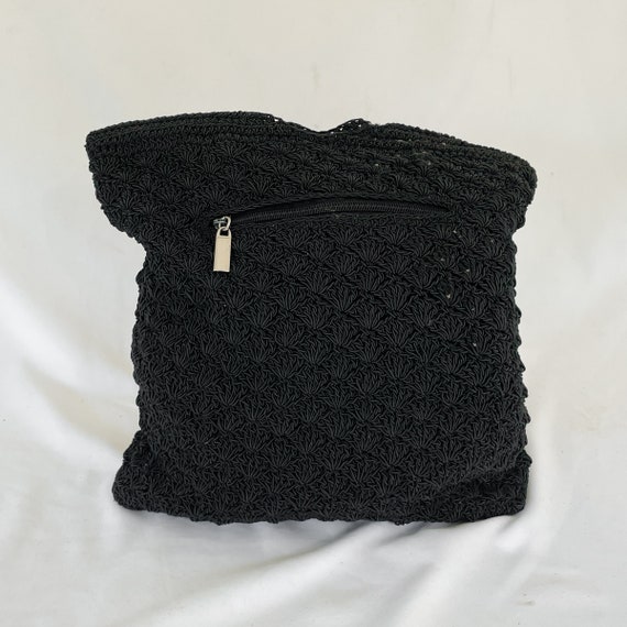 90s Crocheted Black Shoulder Purse - image 3