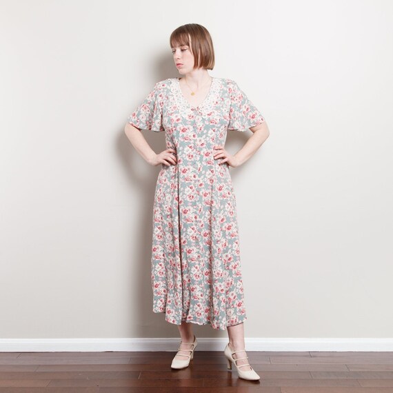 80s Button Up Peasant Dress