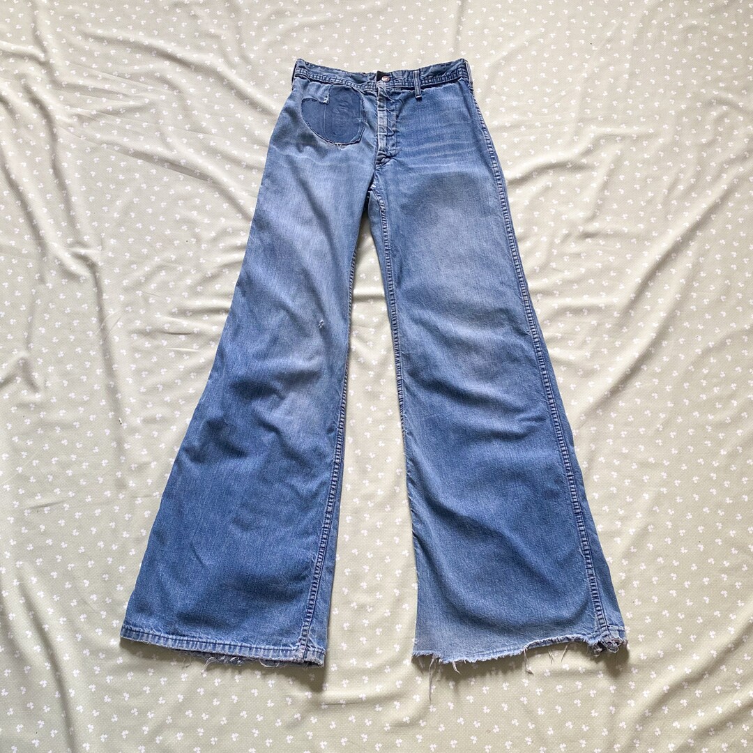70s Bell Bottom Jeans With Heart - Etsy