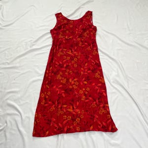 90s R & K Originals Red and Orange Maxi Dress Size 12