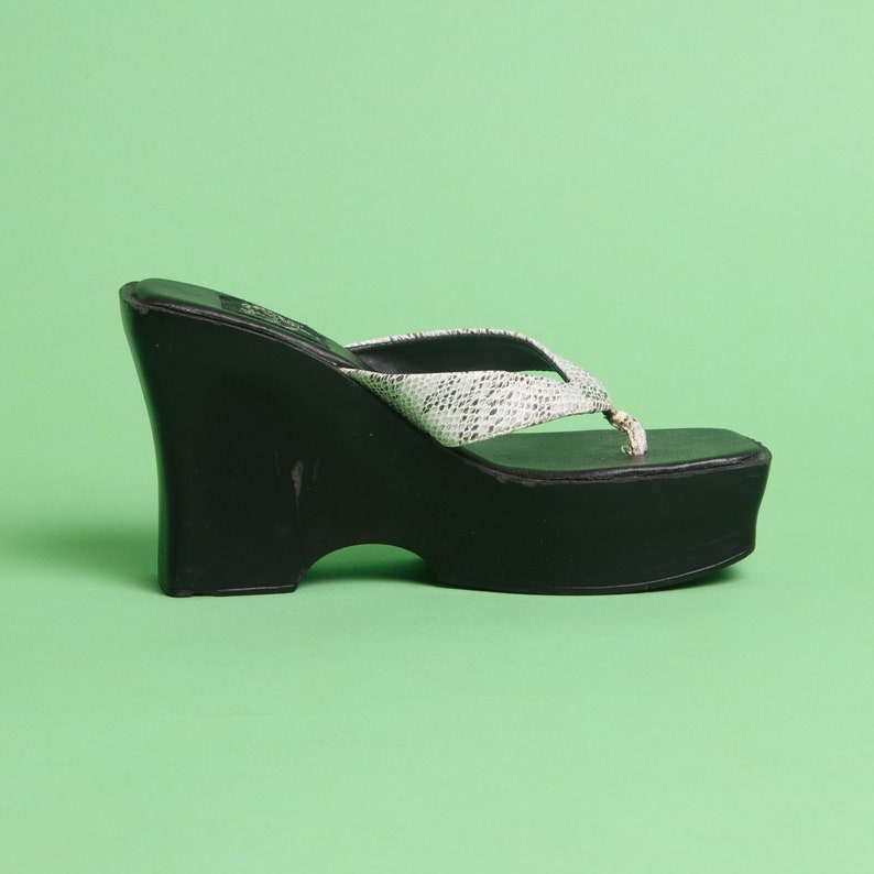 Vintage Snakeskin Platform Flip Flops