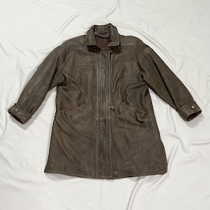 80s/90s Brown Leather Jacket Size XL