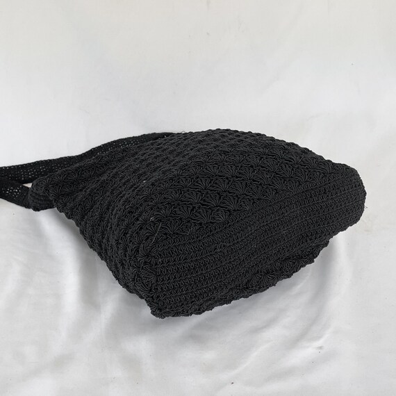 90s Crocheted Black Shoulder Purse - image 4