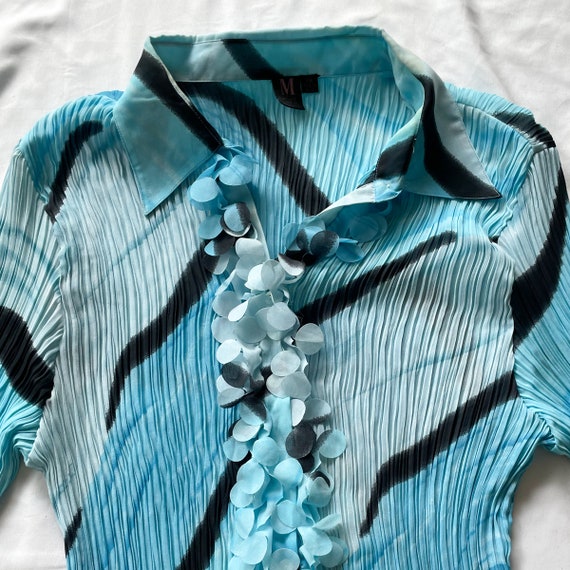 Y2K Blue and Black Tie Die Button Up Blouse - image 3