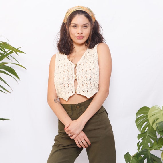 Vintage Knit Crop Top Vest