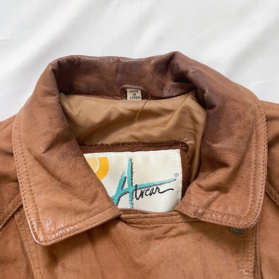 80s Tan Leather Jacket Size XS - image 6