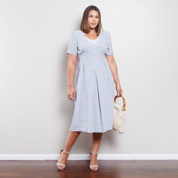 80s Gingham Midi Dress