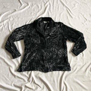 90s Chico’s Long Sleeve Velvet Floral Top Size 1