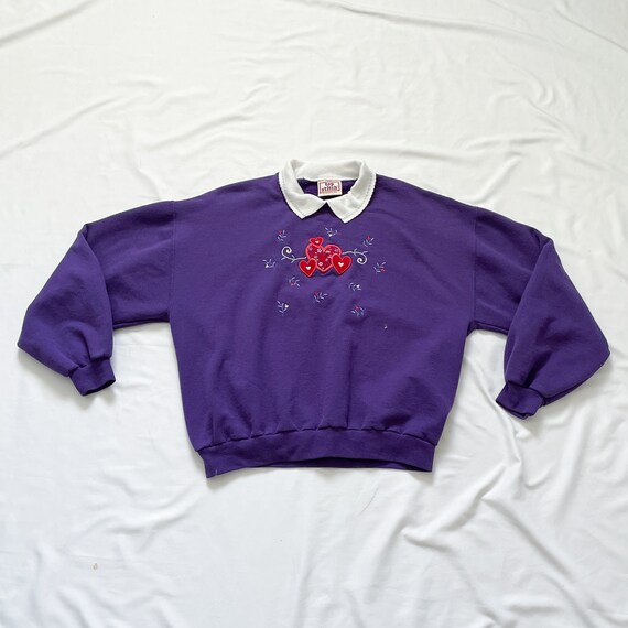 Morning Sun 80s/90s Purple Collared Sweatshirt