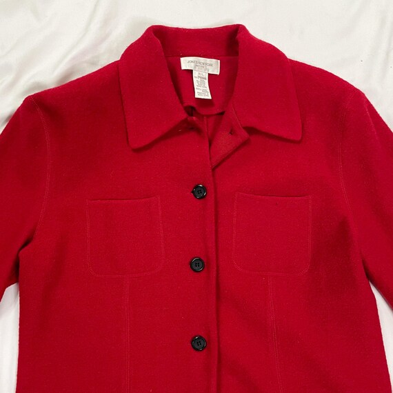 90s/Y2K Red Wool Button Up Jacket Size Petite Lar… - image 3